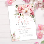 Elegant roze Baby in bloei meisje Baby shower Kaart<br><div class="desc">Elegant Roze Baby In Bloom Girl Baby shower Invitation beschikt over prachtige roze bloemenbloemen en groen,  samen met de moderne kalligrafie.</div>