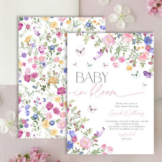 Elegant roze Baby in bloei meisje Baby shower Kaart