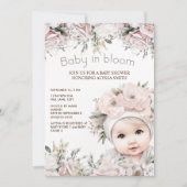 Elegant Roze Baby in Bloom Meisje Baby shower Kaart (Voorkant)