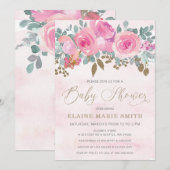 Elegant roze Baby in het Baby shower Bloom Kaart (Voorkant / Achterkant)