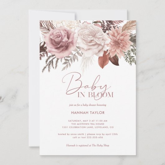 Elegant roze Baby in het Baby shower van het Meisj Kaart (Voorkant)