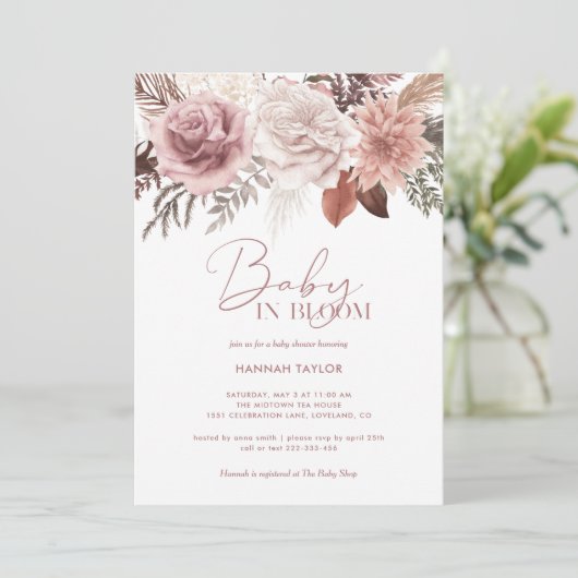 Elegant roze Baby in het Baby shower van het Meisj Kaart (Staand voorkant)