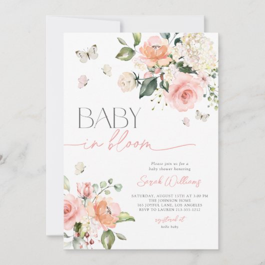 Elegant roze Baby in het Baby shower van het Meisj Kaart (Voorkant)