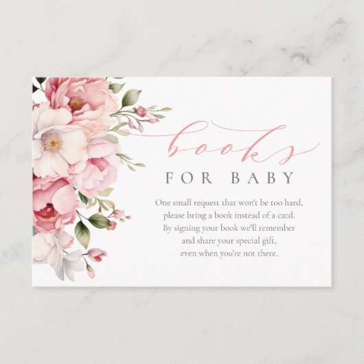 Elegant Roze Baby Meisje Baby shower Boeken voor B Informatiekaartje (Voorkant)