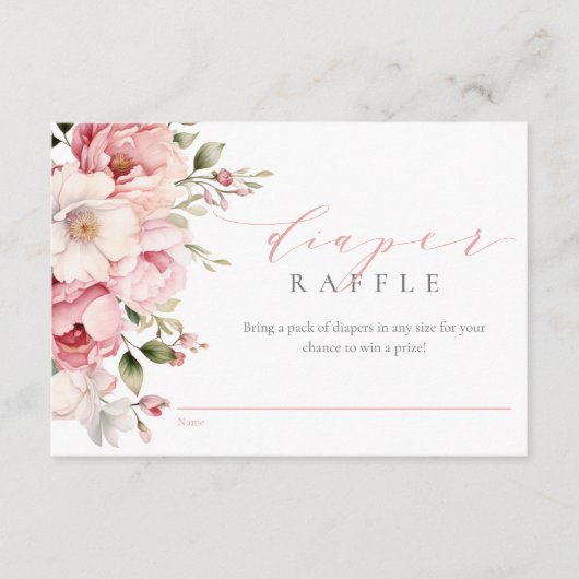 Elegant Roze Baby Meisje Baby shower Luier Raffle Informatiekaartje (Voorkant)