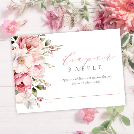Elegant Roze Baby Meisje Baby shower Luier Raffle Informatiekaartje