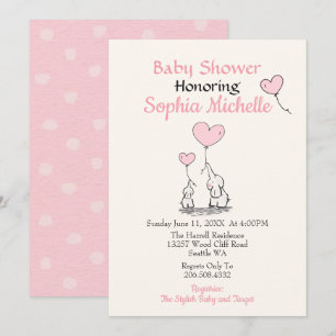 Elegant roze baby meisje Baby shower uitnodiging