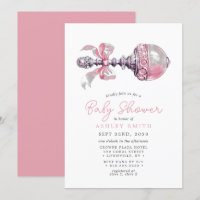 Elegant Roze baby rammelaar Meisje Baby shower