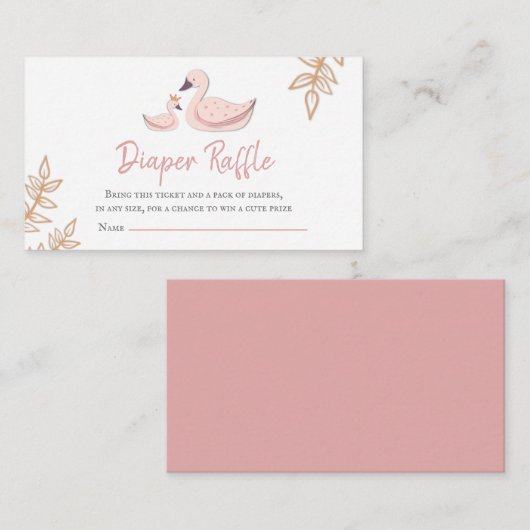 Elegant roze Baby shower Diaper Raffle Informatiekaartje (Voorkant / Achterkant)