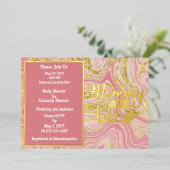 Elegant roze Baby shower Gold Folie Uitnodiging (Staand Voorkant)