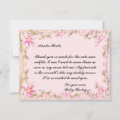 Elegant roze Baby shower Hartelijk dank Kaart (Voorkant)