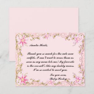 Elegant roze Baby shower Hartelijk dank Kaart