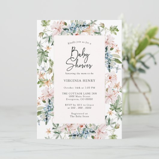 Elegant roze Baby shower Kaart (Staand voorkant)