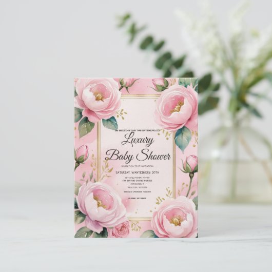 Elegant roze Baby shower Kaart (Staand voorkant)