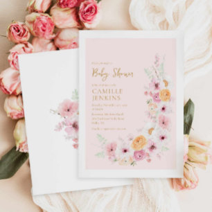 Elegant roze Baby shower Kaart