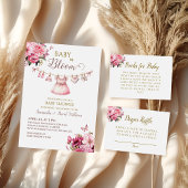 Elegant roze Baby shower Kaart