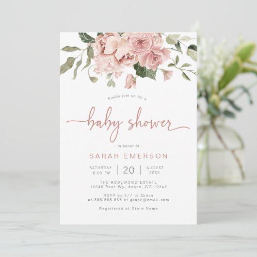 Elegant roze Baby shower Kaart (Staand voorkant)