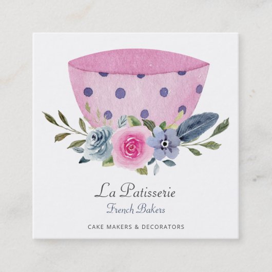 Elegant roze bakkerij voor de bakkerij van het bru vierkante visitekaartje (Voorkant)