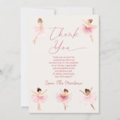 Elegant roze ballerina ballet Baby shower Bedankkaart (Voorkant)