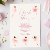 Elegant Roze Ballerina Ballet Verjaardagsfeestje Bedankkaart