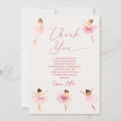 Elegant Roze Ballerina Ballet Verjaardagsfeestje Bedankkaart (Voorkant)