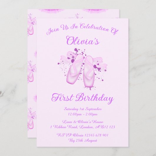 Elegant Roze Ballet Birthday Pointe Shoes Kaart (Voorkant / Achterkant)