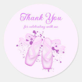 Elegant Roze Ballet Birthday Pointe Shoes Ronde Sticker