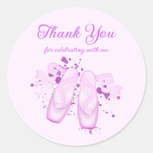 Elegant Roze Ballet Birthday Pointe Shoes Ronde Sticker