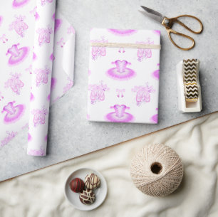 Elegant Roze Ballet Birthday Tutu & Pointe Shoes Cadeaupapier