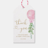 Elegant roze ballon Baby shower dank u Cadeaulabel (Voorkant)