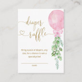 Elegant Roze Ballon Luier Raffle Ticket Informatiekaartje (Voorkant)