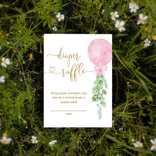 Elegant Roze Ballon Luier Raffle Ticket Informatiekaartje
