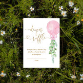 Elegant Roze Ballon Luier Raffle Ticket Informatiekaartje