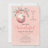 Elegant roze Bauble meest prachtige tijd jaar fees Kaart (Voorkant)