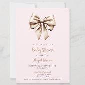 Elegant Roze Beige Coquette Bow Baby shower Kaart