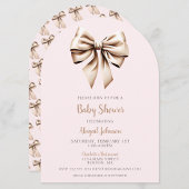 Elegant Roze Beige Coquette Bow Baby shower Kaart