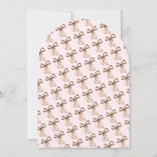 Elegant Roze Beige Coquette Bow Baby shower Kaart (Achterkant)