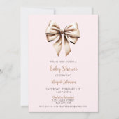 Elegant Roze Beige Coquette Bow Baby shower Kaart (Voorkant)