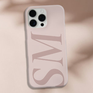 Elegant roze beige vet Initiaal monogram iPhone 16 Pro Max Hoesje