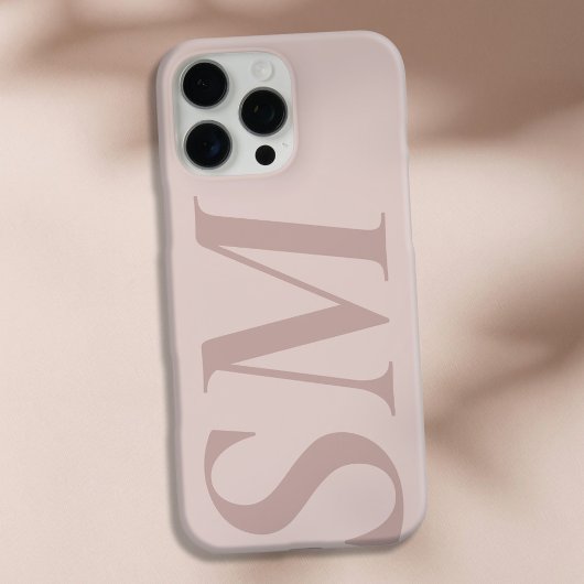 Elegant roze beige vet Initiaal monogram Case-Mate iPhone Case