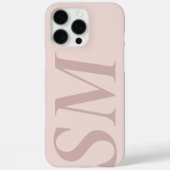 Elegant roze beige vet Initiaal monogram Case-Mate iPhone Case (Achterkant)