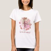 Elegant Roze Beige Waterverf Wit T-shirt (Voorkant)