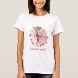 Elegant Roze Beige Waterverf Wit T-shirt