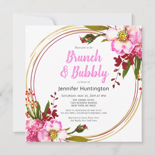 Elegant roze bessen bloemengoud boho Vrijgezellenf Kaart (Voorkant)