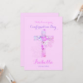 Elegant roze bevestiging florkruis kaart (Voorkant / Achterkant in situ)