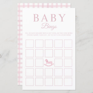Elegant roze bingo Baby shower spel