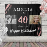 Elegant Roze Black 40th Birthday 2 Fotoachtergrond Wandkleed<br><div class="desc">Elegant roze Waterverf Black 40th Birthday Party 2 Foto achtergrond. Gebruik de tapisserieën als achtergrond voor het 40e verjaardagsfeest. Voeg uw foto's toe - oude foto en nieuwe foto. Geef naam,  datum en leeftijd een persoonlijk tintje.</div>