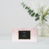Elegant Roze Blad Goud Lijst Haar En Beauty Visitekaartje (Staand voorkant)