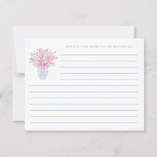 Elegant Roze Blauw Advies voor Moeder Baby shower  Kaart (Voorkant)