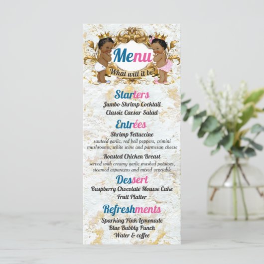 Elegant Roze|Blauw Afrikaans Geslacht Onthullen Fo Menu (Staand voorkant)